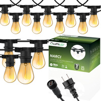 Záhradná vonkajšia svetelná reťaz Girland 15 m 15x žiarovka E27 1,3 W 2200K NARCI Lumiled