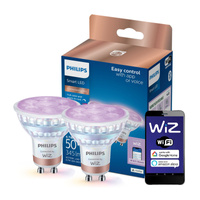 2x LED GU10 reflektor PAR16 4,7W = 50W 345lm 2200-6500K RGB + TW Smart SMART WiFi Bluetooth App WiZ Philips