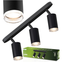 LED bodové stropné svietidlo 3x GU10 IP44 ADERO Black Lumiled