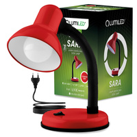 Nastaviteľná stolová lampa SARA Školské nočné svetlo E27 Červené LUMILED