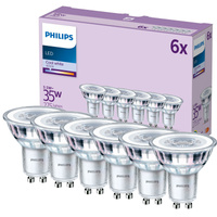 6x LED žiarovka GU10 reflektor PAR16 3,5W = 35W 275lm 4000K neutrálna biela 36° EC Multipack Philips