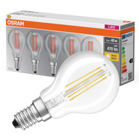 5x LED žiarovka P45 guľka E14 4W = 40W 470lm 2700K teplá biela 300° BASE Osram