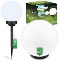 LED solárne záhradné svietidlo 6500K IP44 20 cm poháňané nadzemnou bielou guľou ATRIS LUMILED