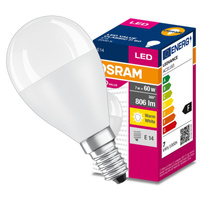 LED žiarovka P45 guľka E14 6,5W = 60W 806lm 3000K teplá biela 180° VALUE CLASSIC Osram