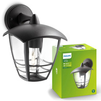 Záhradné nástenné svietidlo Vonkajšia lampa E27 IP44 Black Creek Philips