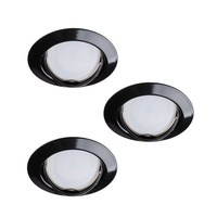 Sada 3x LED svietidlo GU10 10W 3000K, teplá biela Round Black Tribis Kanlux