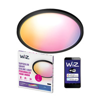 Plafond LED stropné svietidlo 32W 3750lm 2700-6500K RGB + TW 54,5cm čierne okrúhle Smart SMART WiFi Bluetooth App Superslim WiZ