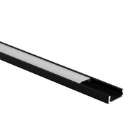 LED povrchový hliníkový profil čierny 1m s mliečnym tienidlom pre LED pásy + koncové krytky Ecolight série N