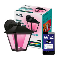Vonkajšie nástenné LED svietidlo 9,5 W 600 lm 2700-5000K RGB + TW Black Square Smart SMART WiFi Bluetooth App WiZ