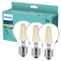 3x LED žiarovka E27 A60 8,5W = 75W 1055lm 2700K teplá biela 330° FILAMENT Essential Philips