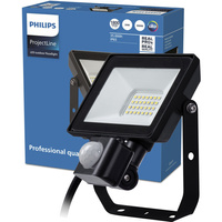 LED reflektor 20W 1800lm 3000K IP65 so senzorom pohybu a súmraku čierny ProjectLine Philips