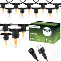 Záhradná vonkajšia svetelná reťaz Girland 20m 40x žiarovky E27 7W 3000K NARCI Lumiled