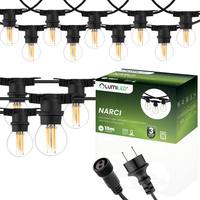 Záhradná vonkajšia svetelná reťaz Girland 15m 30x žiarovky E27 7W 4000K NARCI Lumiled