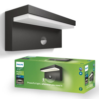 Vonkajšie nástenné svietidlo LED 9W 1000lm 2700K IP44pohybovým a súmrakovým senzorom Antracit Bustan Philips