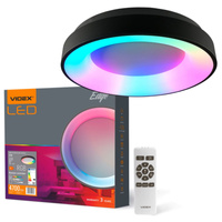 Plafond LED stropné svietidlopovrchovou montážou 72W 7500lm 2700-6000K CCT + RGB čierna stmievateľná + diaľkové ovládanie EDGE Videx
