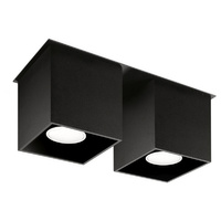 Stropné svietidlo na povrch 2x GU10 Square Black Moderné Quad Sollux