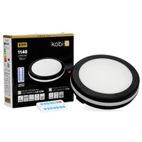 LED stropný plafón do kúpeľnepovrchovou montážou 12W 1140lm CCT 120° so senzorom pohybu a súmraku čierny IP65 IK08 Nairos Kobi