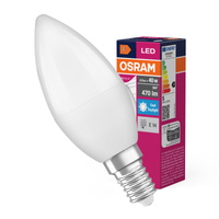 LED žiarovka B37 sviečka E14 4,9W = 40W 470lm 6500K studená biela 180° VALUE CLASSIC Osram