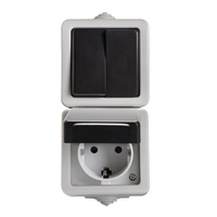 Lustrová zásuvka Ochrana 10A Uzemnenie IP54 Obdĺžniková sivá TEKNO Kanlux