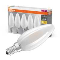 5x LED žiarovka B35 sviečka E14 4W = 40W 470lm 2700K teplá biela 300° BASE Osram
