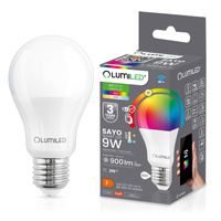 LED žiarovka E27 A60 9W = 60W 900lm RGB CCT Stmievateľná Smart TUYA WiFi SMART SAYO LUMILED
