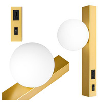Nástenná povrchová lampa na čítanie G9 USB Switch Gold Bali Masterled