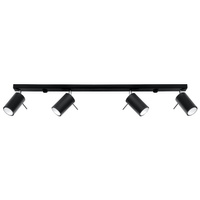 SPOT TUBA Povrchová montáž Reflektor 4x GU10 Pohyblivá trubica čierna Moderné kruhové stropné svietidlo Sollux