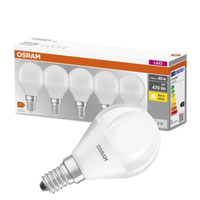 5x LED žiarovka P45 guľka E14 4,9W = 40W 470lm 2700K teplá biela 150° BASE Osram