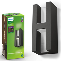 Záhradné nástenné svietidlo Vonkajšia fasádna LED lampa 9W 1000lm 2700K IP44 Antracitové tienidlá Philips