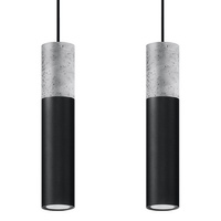 Stropné závesné svietidlo 2x GU10 Tubular Black Grey Modern Borigio Sollux